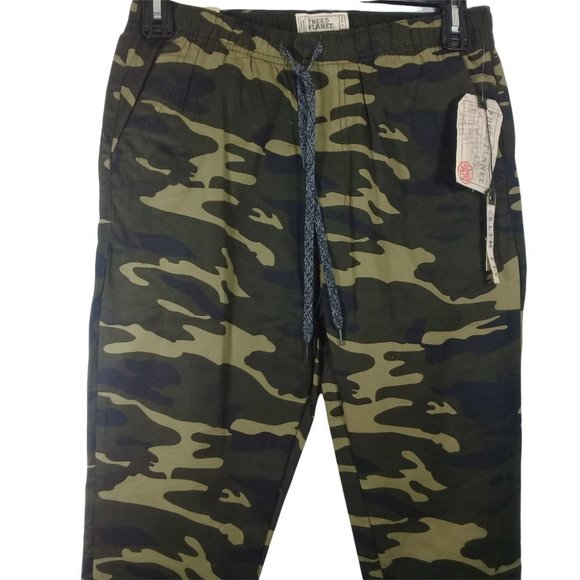 Free Planet Men's Camo Stretch Elastic Waist Leg's Zipper Slim Fit Joggers - Picture 2 of 8